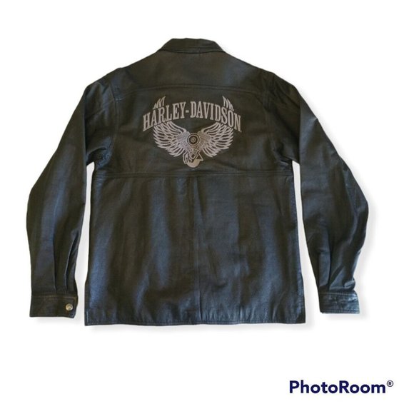 Men's Small S Harley-Davidson Leather 1/2 Zip Pullover - Picture 1 of 6